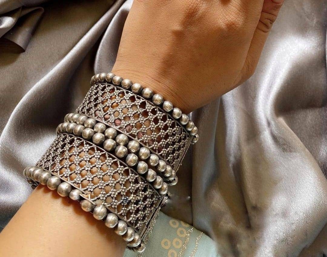 Traditional Rajasthani Silver Kada Bracelet, Personalized Bracelet