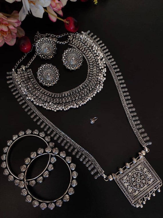 Oxidised Jewellery Set of 6 Ghunghroo 