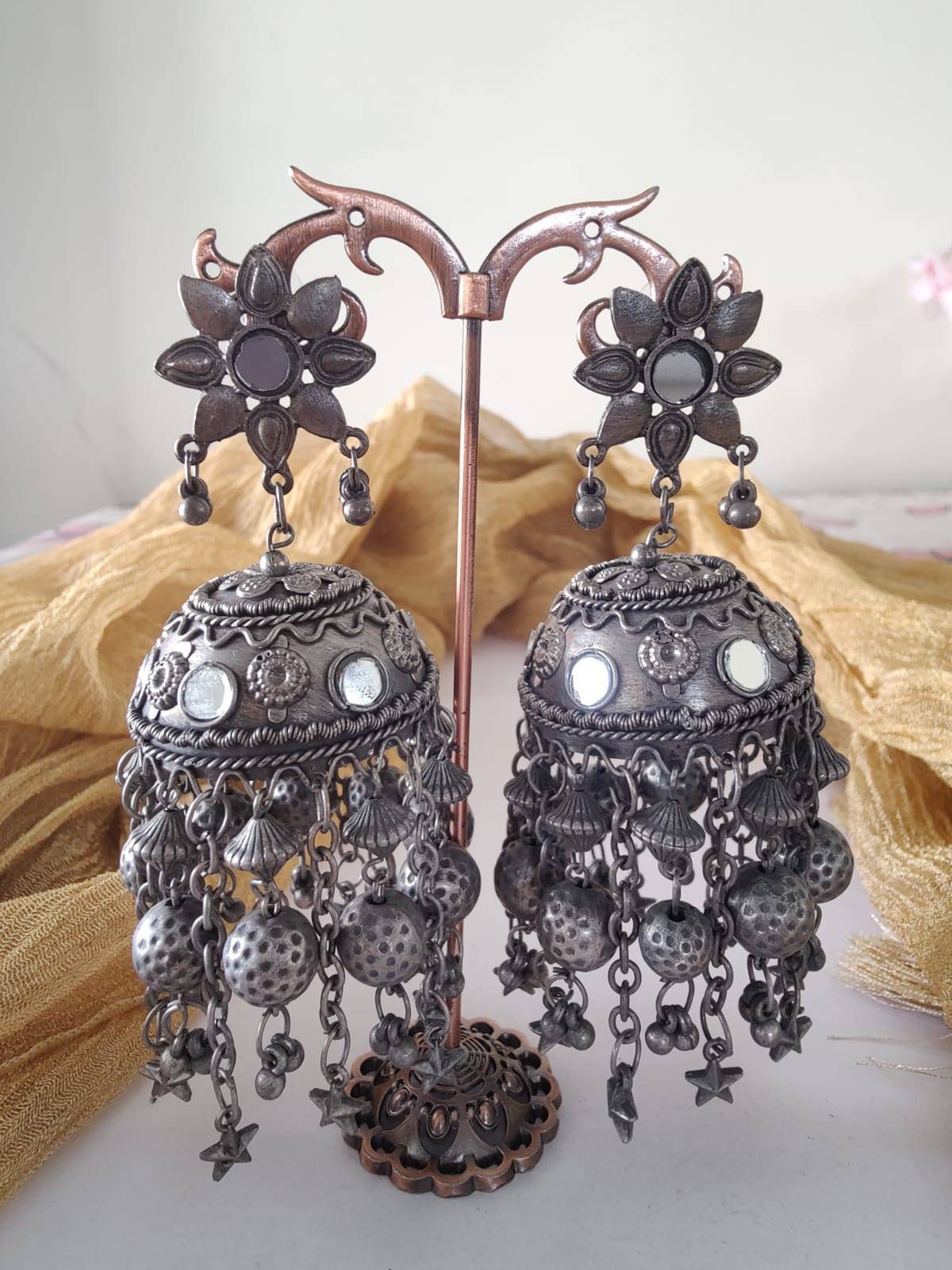 Buy Ocean Blue Peacock Oxidised Earrings, Oxidised Jhumka - Shop From The  Latest Collection Of Indian Earring
