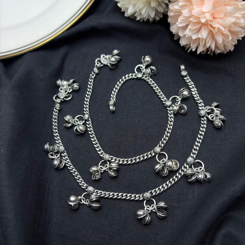 Oxidized Silver Ghungroo Anklet | Traditional Indian Payal With Bells ...