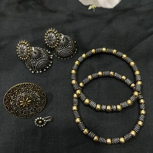 Statement oxidized silver jewelry set for ethnic and western outfits