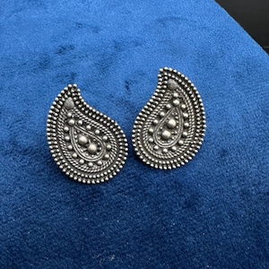 Handmade Oxidized Silver Plated Stud Earrings Indian Boho Beautiful Antique Design Studs for Women Indian Traditional Jewelry Gift for Her