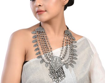 Multilayer oxidised antique necklace, Indian ethnic jewelry, multistrand necklace, SLA necklace, boho jewelry, tribal necklace, Handmade