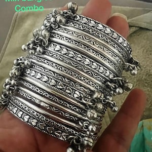 Armreif Armband set für Frauen Silber Armreif Schmuck, Armschmuck Set aus Silber, indische ethnische Armreifen, traditionelle handgemachte Armreifen