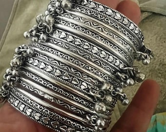 vintage silver bangle セット Oxidized German Silver Bangle Set: Handmade Indian Ethnic Bangles