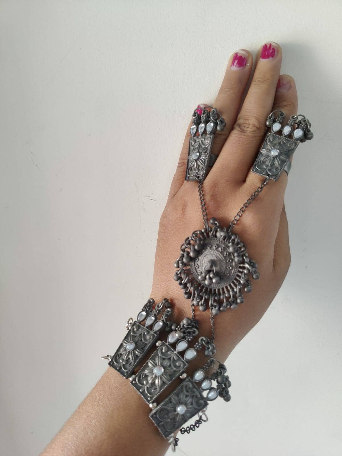 Oxidised bracelet with ring deals