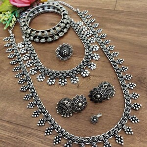 Antique Oxidised Necklace Jewellery Set