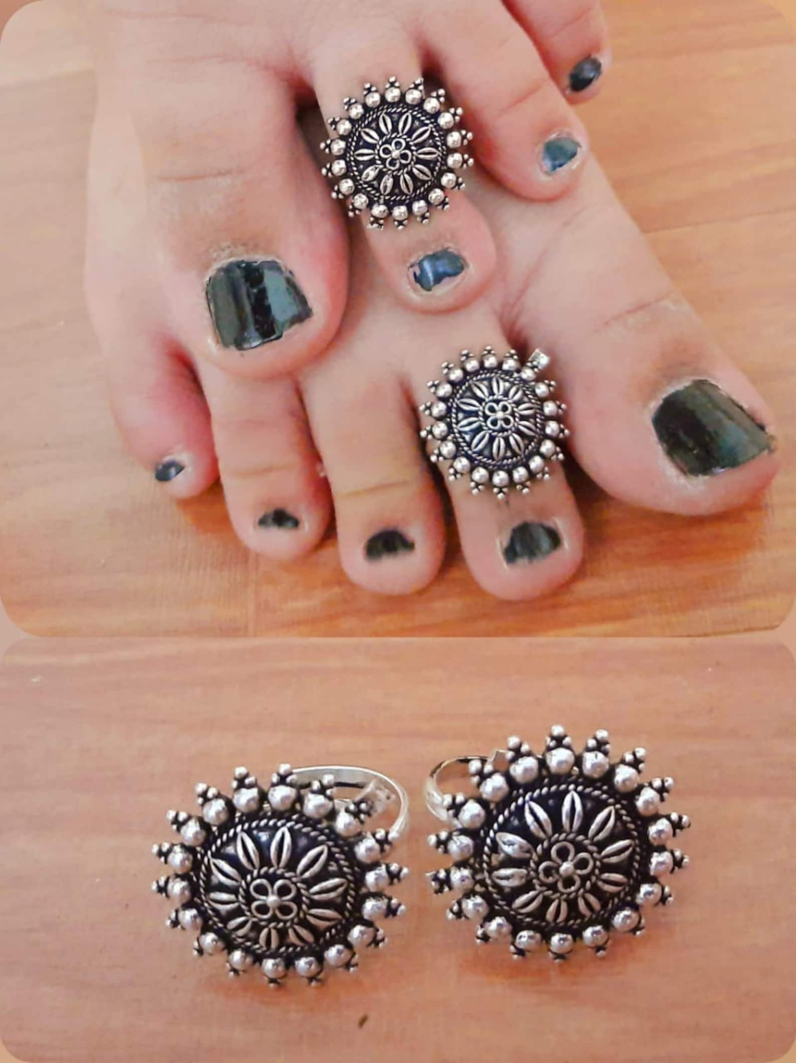 Designer Toe Rings Indian Jewellery Adjustable Toe Ring Etsy New Zealand