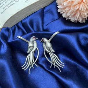 Oxidised Bird Bugadi EarCuff Earrings | Handmade Traditional Oxidised Silver Ear Climbers | Vintage Boho Tribal Ear wrap Earrings