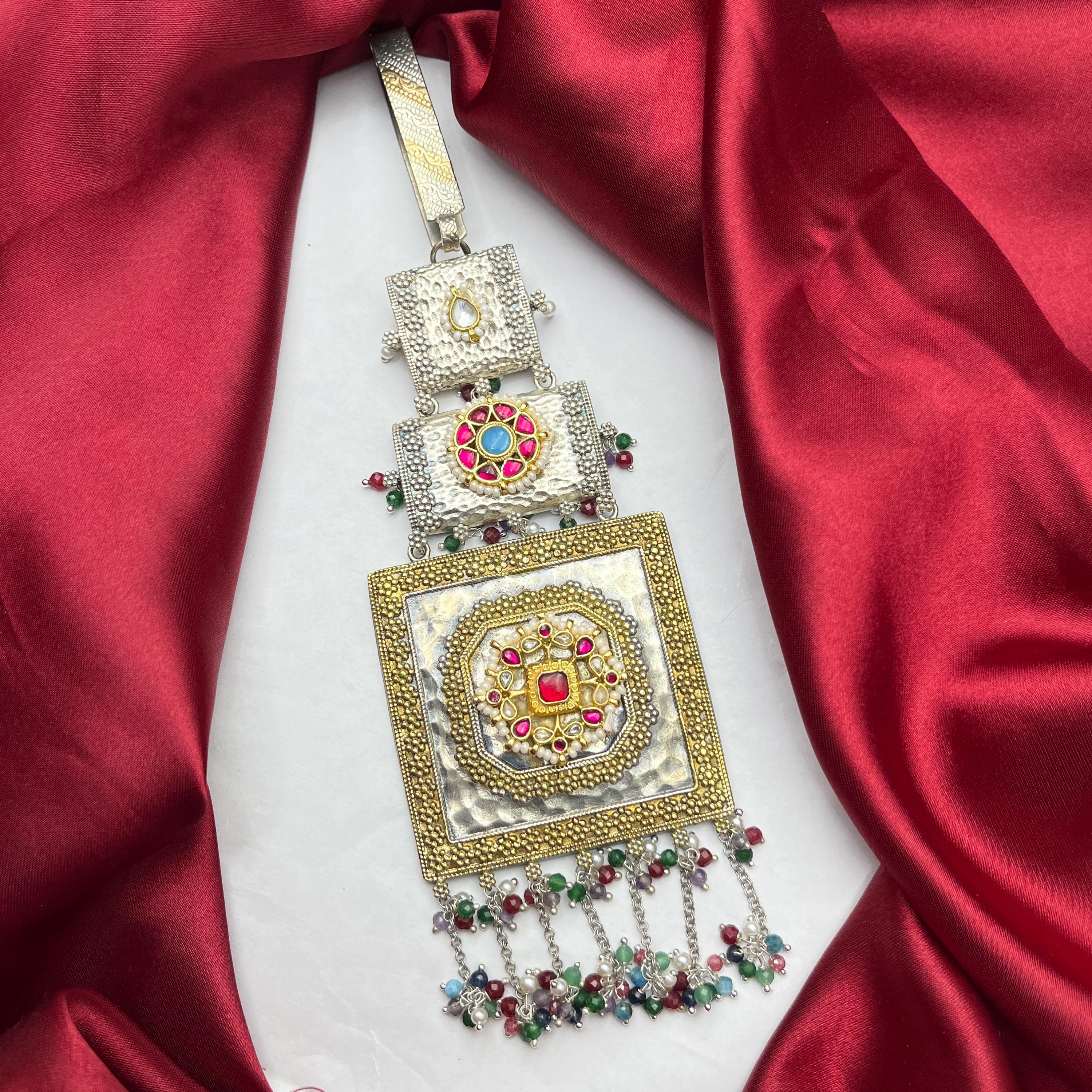 Vintage Indian Chabi Challa Waist Key Chain | Silver Kundan Jadau Satka ...