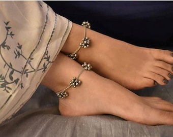 Ghungroo anklets, Indian oxidised jewelry, oxidised anklets, German silver anklet, ghungaroo Indian ethnic anklets, antique black silver