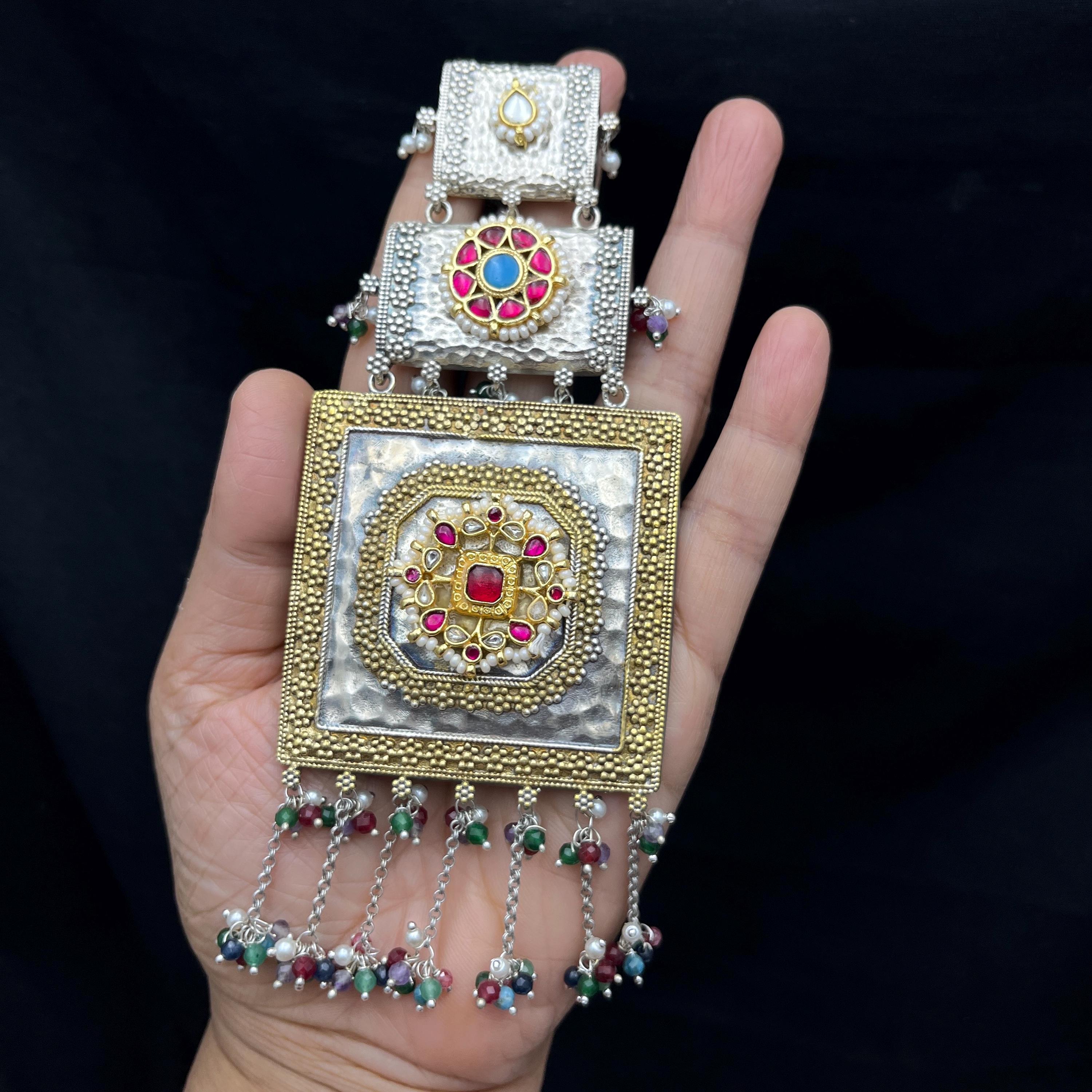 Vintage Indian Chabi Challa Waist Key Chain | Silver Kundan Jadau Satka ...