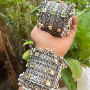 Hand Cuff Ghungroo Bangles Black polish German silver antique finish boho hippie jewelry gift for her Indian oxidised Silver Plated Bracelet