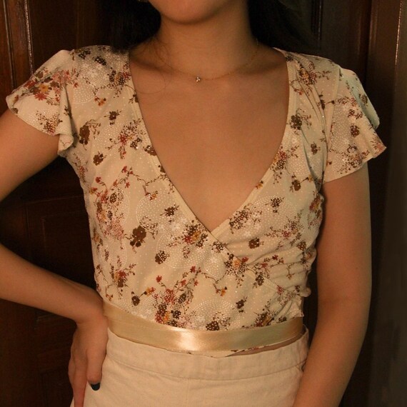 Ditsy Floral Sparkle Wrap Top