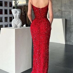 Strapless Long Sheath Chiffon Gown with Slit Rust main image 1