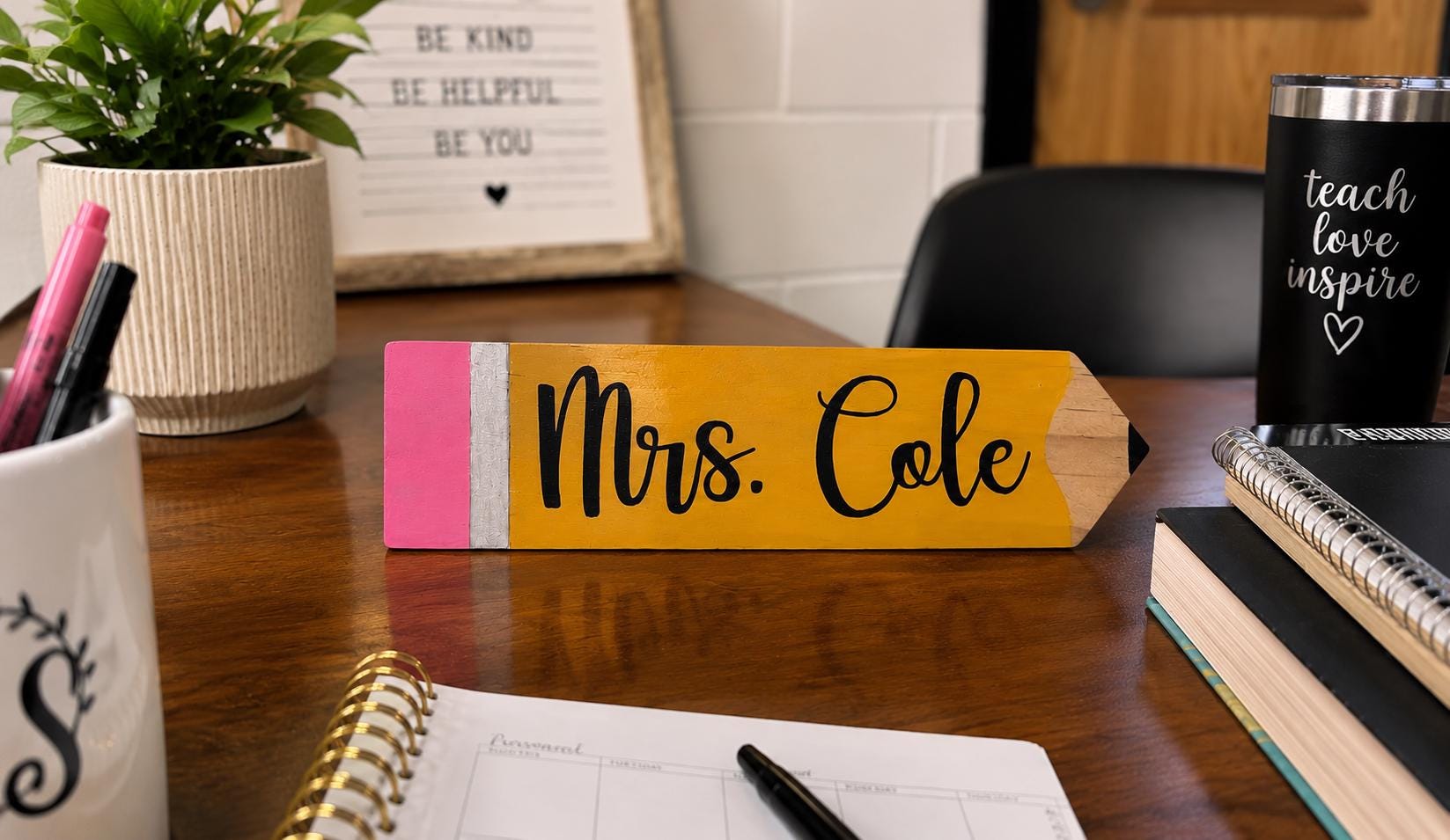 Hand-Painted Wooden Pencil Name Sign