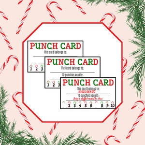 キャンディケインパンチカード / クリスマスリワードカード / 教師リワードカード / デジタルダウンロード