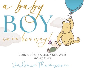 Pooh Baby Shower Invitation / Baby Boy Baby Shower Invitation / Instant Digital Download /Winnie/Diaper Raffle/Books for baby