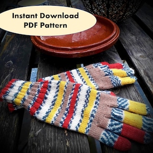 His and Hers Knitted Finger Gloves -  PDF Knitting Pattern - Downloadable Finger Glove Knitting Pattern - Glove Knitting Instructions