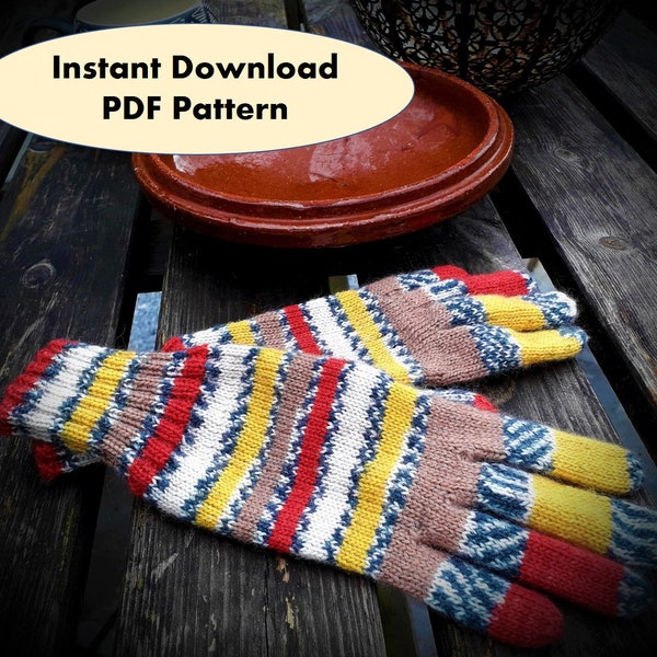 His and Hers Knitted Finger Gloves -  PDF Knitting Pattern - Downloadable Finger Glove Knitting Pattern - Glove Knitting Instructions