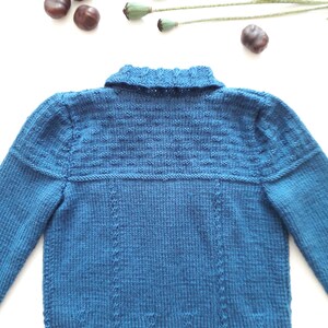 Denim Style Baby-Toddler Cardigan Knitting Pattern for Ages 2-3 Jeans Jacket Fits chest 51-56 cms 20-22 inches image 7