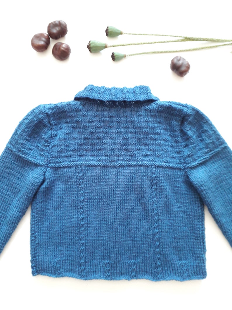 Denim Style Baby-Toddler Cardigan Knitting Pattern for Ages 2-3 Jeans Jacket Fits chest 51-56 cms 20-22 inches image 7