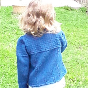 Denim Style Baby-Toddler Cardigan Knitting Pattern for Ages 2-3 Jeans Jacket Fits chest 51-56 cms 20-22 inches image 3