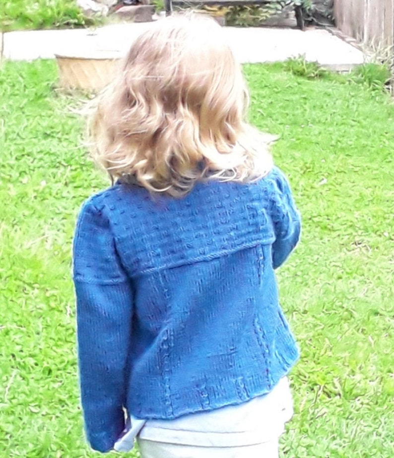 Denim Style Baby-Toddler Cardigan Knitting Pattern for Ages 2-3 Jeans Jacket Fits chest 51-56 cms 20-22 inches image 3