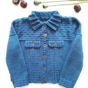 Denim Style Baby-Toddler Cardigan Knitting Pattern for Ages 2-3 Jeans Jacket Fits chest 51-56 cms 20-22 inches image 6