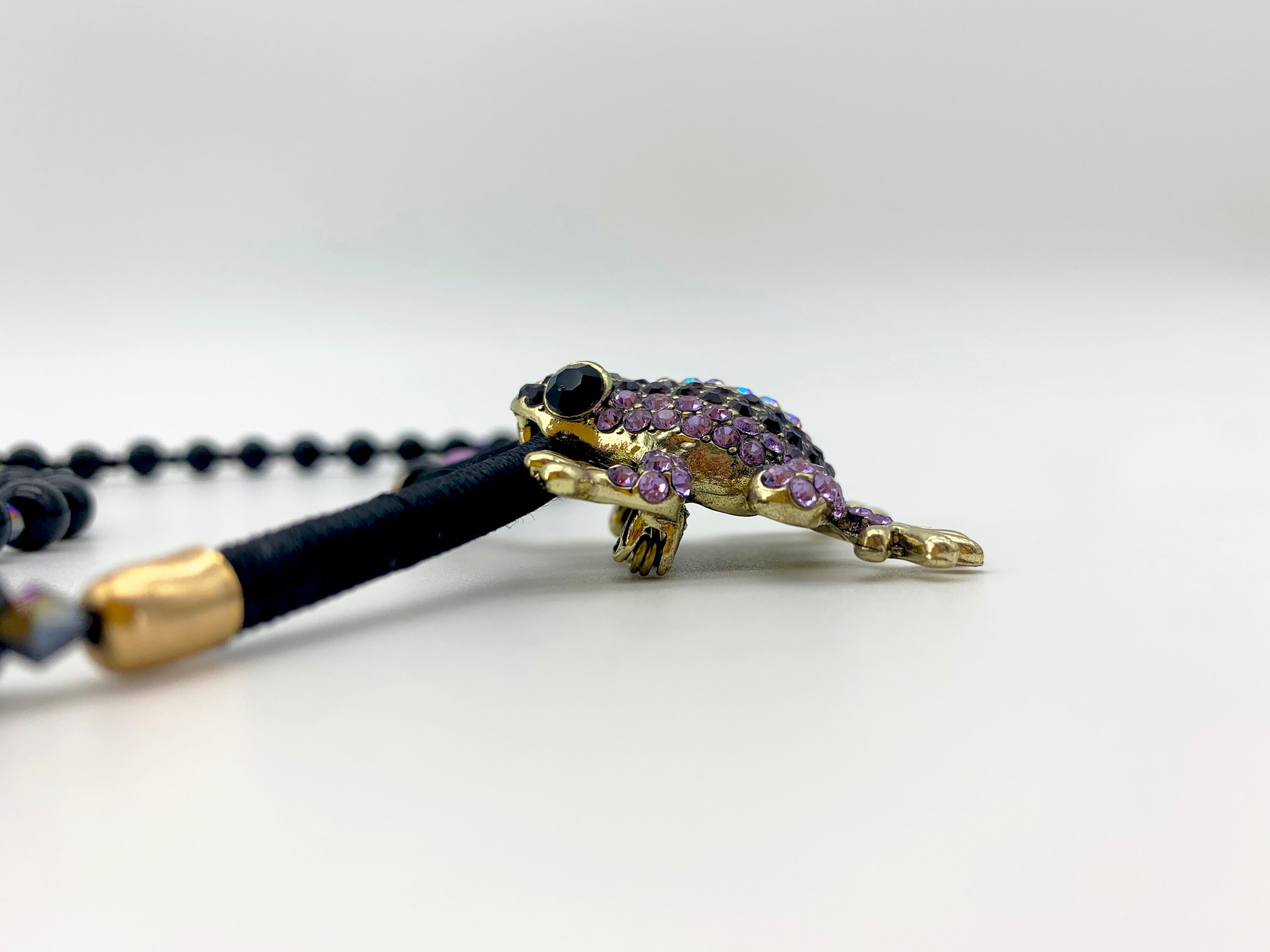 Frog necklace gold. Pendant necklace. Cord necklace. Charm Etsy