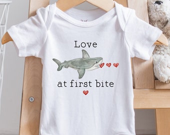 Shark Valentine's Day Onesie®, Shark Baby Onesie®, Gender Neutral, Funny Breastfeeding Baby Bodysuit