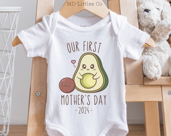 Personalized Funny Our First Mother's Day Onesie®, Personalized Mother's Day Onesie®, Happy First Mothers Day, Gift from Baby, Avocado