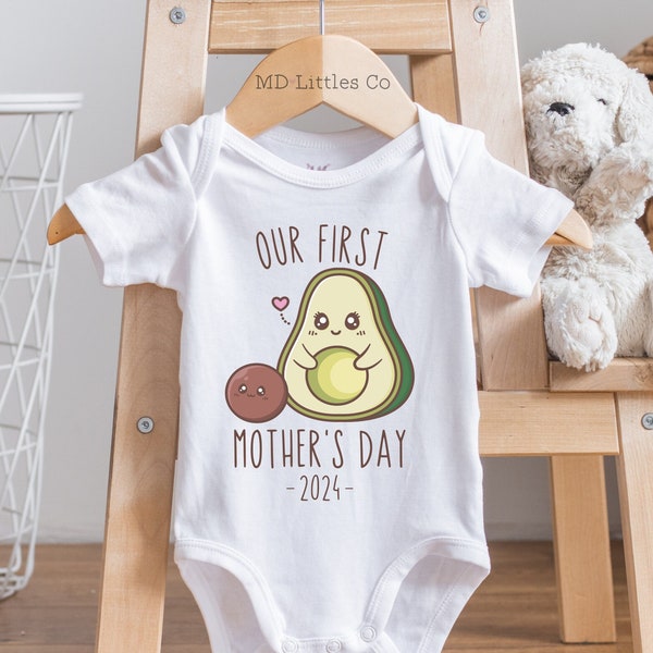 Personalized Funny Our First Mother's Day Onesie®, Personalized Mother's Day Onesie®, Happy First Mothers Day, Gift from Baby, Avocado