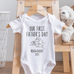 Personalized Funny Our First Father's Day Onesie®, Personalized Father's Day Onesie®, First Fathers Day Gift from Baby, Fist Bump
