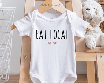 Eat Local Breastfeeding Onesie®, Funny Baby Onesies®, Breastfed Baby Onesie®, Gender Neutral Baby Onesie®