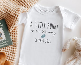 April Baby Pregnancy Announcement Onesie®, A Little Bunny is On the Way, April Baby, Personalized Baby Announcement Onesie®, Baby Reveal