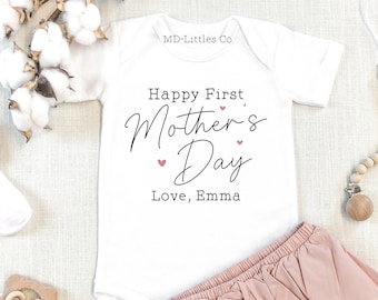 Happy First Mother's Day Onesie®, 1st Mother's Day, Personalized Mother's Day Onesie®, with Name, To Mom From Baby, First Mothers Day Gift