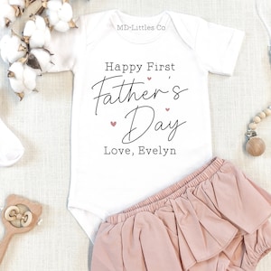 Personalized Happy First Father&#39;s Day with Name Onesie®, 1st Father&#39;s Day, Personalized Father&#39;s Day Onesie®, First Fathers Day Gift