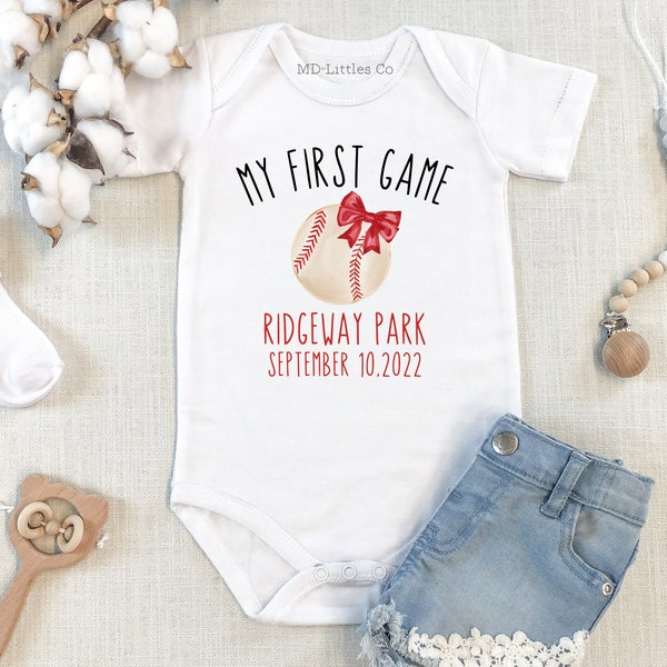 Personalized My First Baseball Game Onesie®, Baseball Baby, Baseball Onesie®, Baseball Toddler Shirt, My First Game, Baby Girl