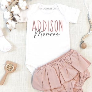 Personalized Girl Name Onesie®, Baby Name Announcement, Personalized Baby Name Onesie®, Baby Name Reveal, Baby Shower Gift for Baby Girl