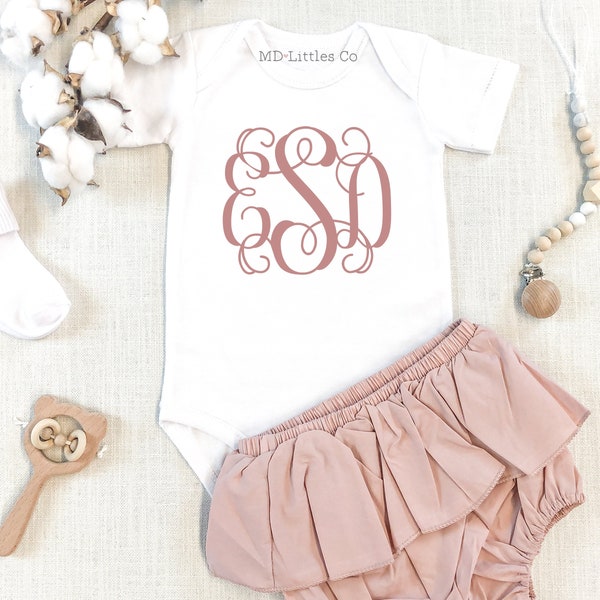 Monogram Baby Onesie®, Baby Gifts, Monogram Baby Gift, Baby Girl Gift, New Baby Gift, Baby Shower Gift for Baby Girl, Monogram Toddler Shirt