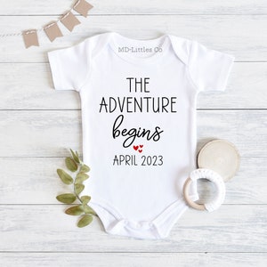 The Adventure Begins Pregnancy Announcement Onesie®, Pregnancy Reveal, Simple Pregnancy Announcement, First Baby, We&#39;re Pregnant, Minimalist