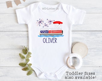 4th of July Baby Onesie®, Pontoon Onesie®, 4th of July Baby Boy Onesie®, Lake Day Onesie®, Patriotic Onesie®, Stars and Stripes Onesie®