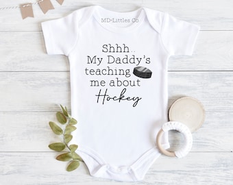 Hockey Baby Onesie®, Hockey Baby Shower, Funny, Hockey Baby, Hockey Toddler Shirt, Hockey Onesie®, Hockey with Daddy, Boy Baby Shower