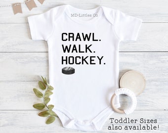 Crawl Walk Hockey Onesie®, Hockey Baby Shower, Baby Shower Gift, My First Hockey Season, Baby Boy Onesie®, Hockey Baby Clothes