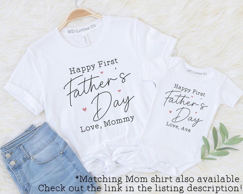 Personalized Happy First Father's Day with Name Onesie®, 1st Father's Day, Personalized Father's Day Onesie®, First Fathers Day Gift image 3