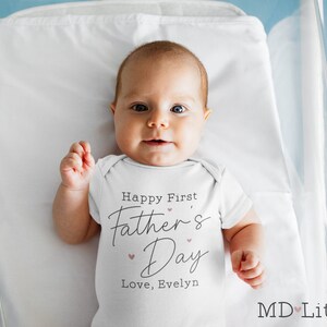 Personalized Happy First Father's Day with Name Onesie®, 1st Father's Day, Personalized Father's Day Onesie®, First Fathers Day Gift image 2