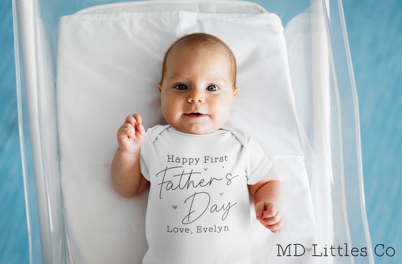 Personalized Happy First Father's Day with Name Onesie®, 1st Father's Day, Personalized Father's Day Onesie®, First Fathers Day Gift image 2