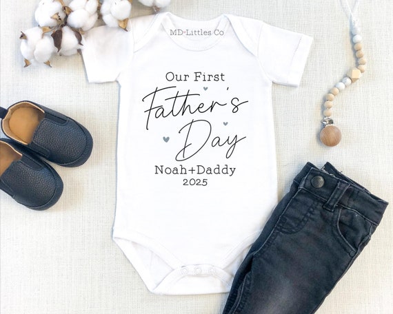 Personalized Our First Father's Day Onesie®, 1st Fathers Day gift from Baby, Gift from Son, Custom Baby Onesie®
