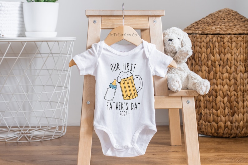 Personalized Funny Our First Father's Day Onesie®, Personalized Father's Day Onesie®, First Fathers Day Gift from Baby image 1